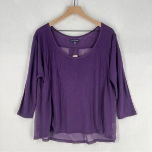 American Eagle Lightweight Purple Sheer Chiffon Back Boxy Dolman‎ 3/4 Sleeve Top